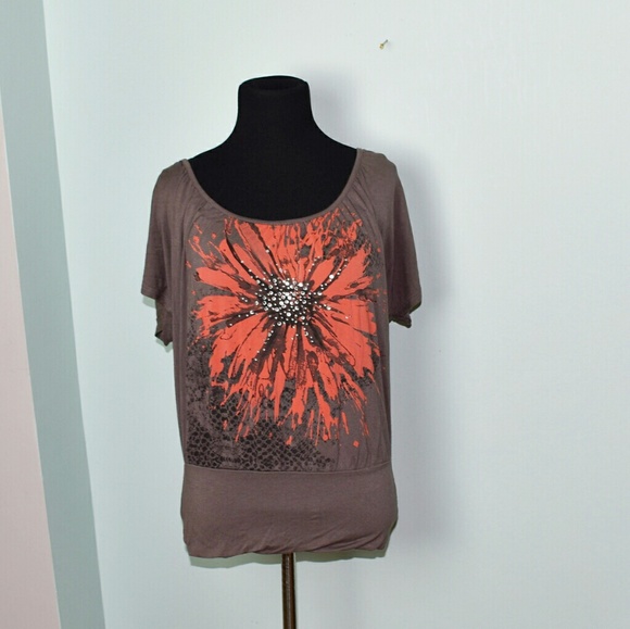 Tops - Adorable Orange Blossom Design Blouse