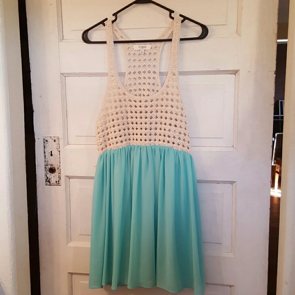 Aqua blue crochet top cute summer dress.