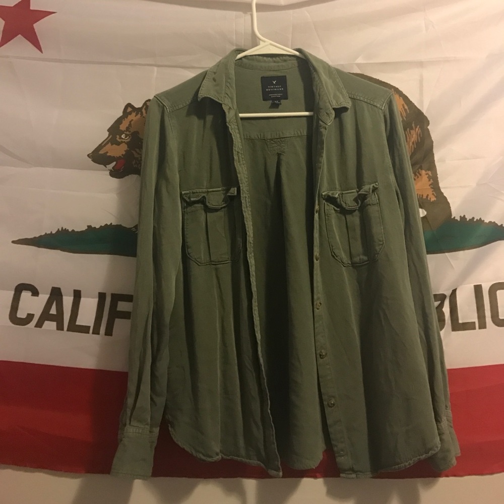 Forest green button up