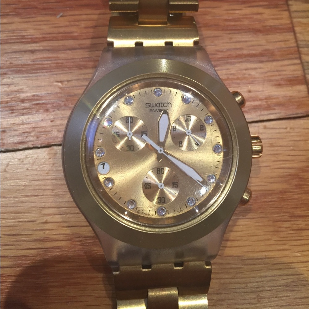 Gold Swatch watch