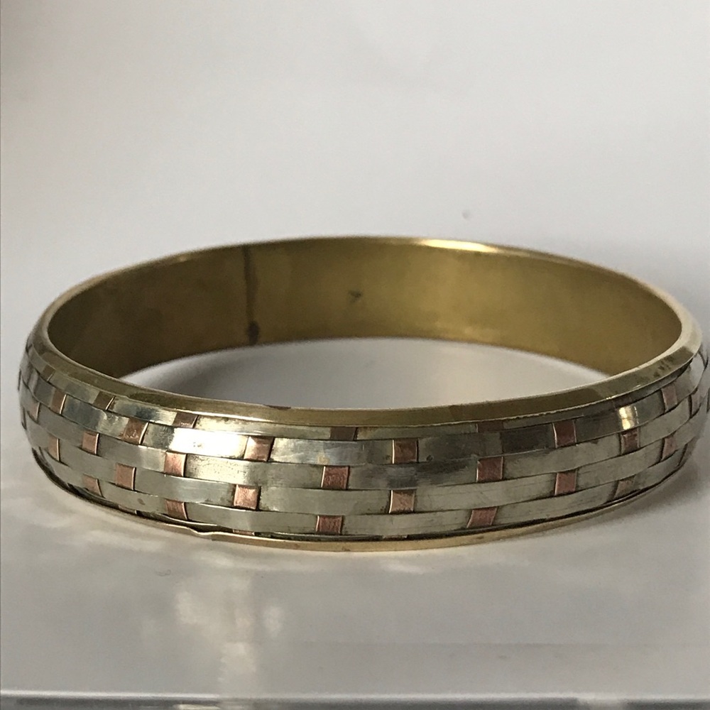 Vintage Sterling silver copper brass bangle weave - Picture 4 of 8