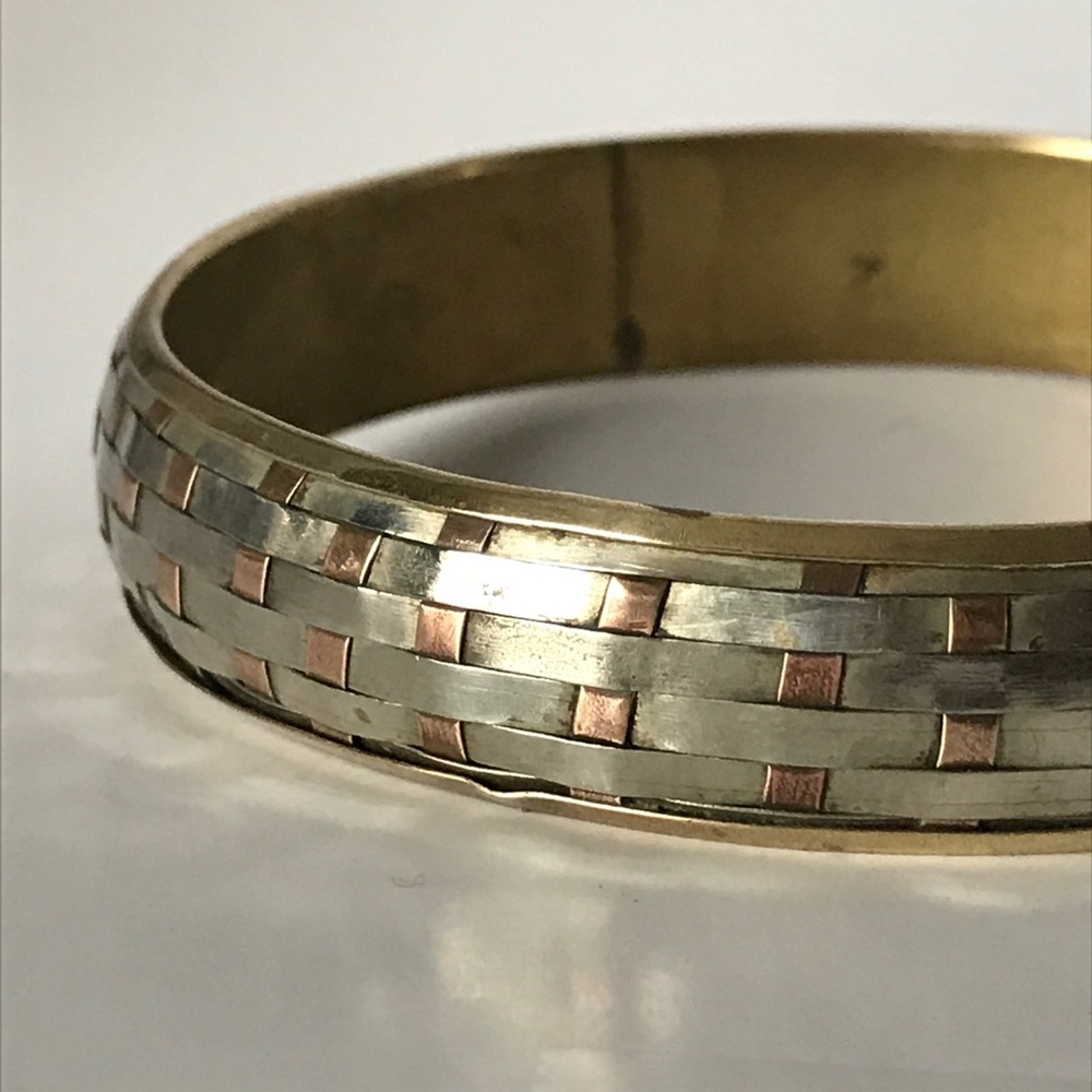 Vintage Sterling silver copper brass bangle weave - Picture 6 of 8