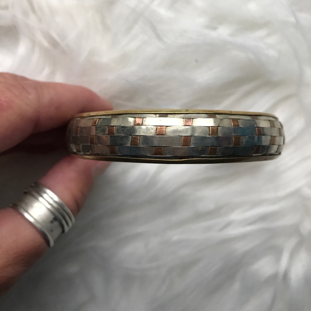 Vintage Sterling silver copper brass bangle weave - Picture 8 of 8