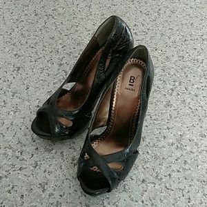 Bakers Black Peep Toe Heels