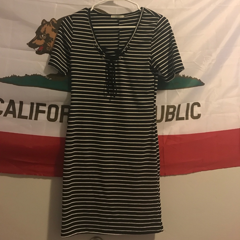 Black and white striped dress