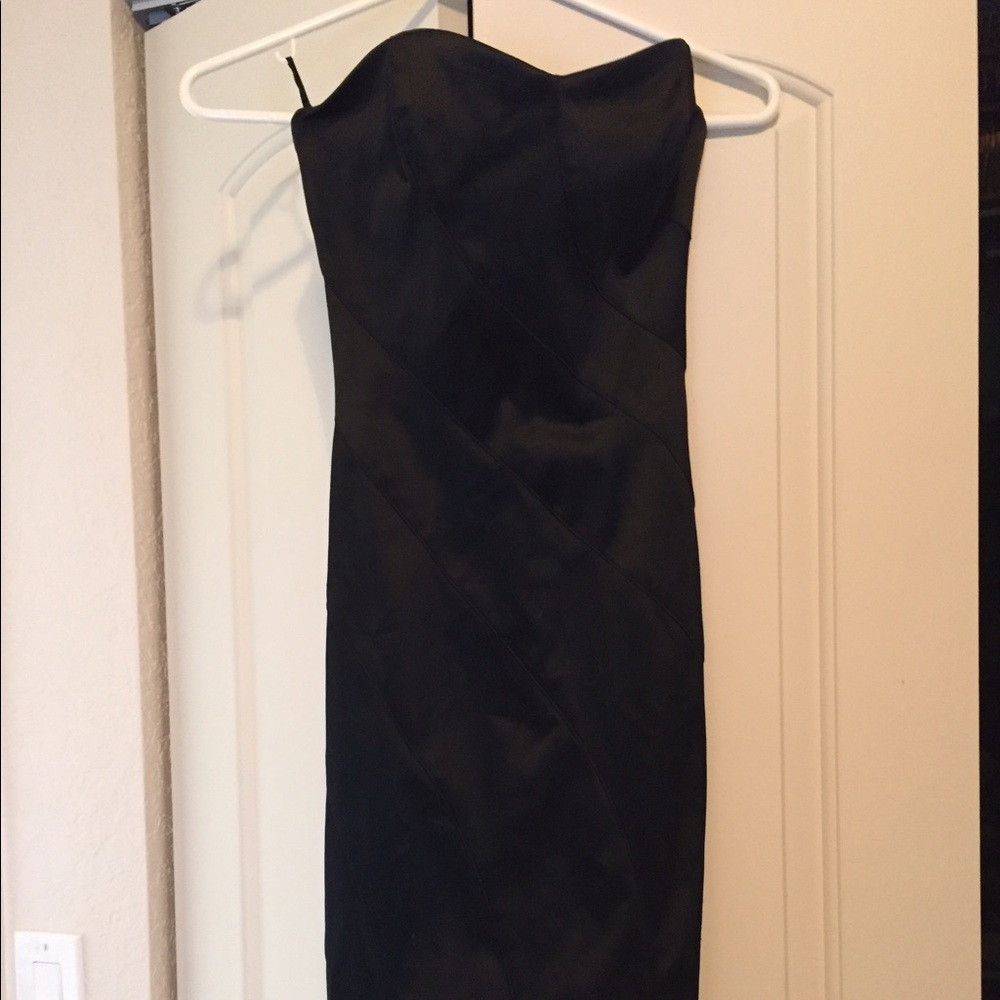 BEBE Xs black satin dress