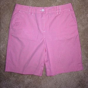 Talbots Pink & White Gingham Stretch Shorts 10