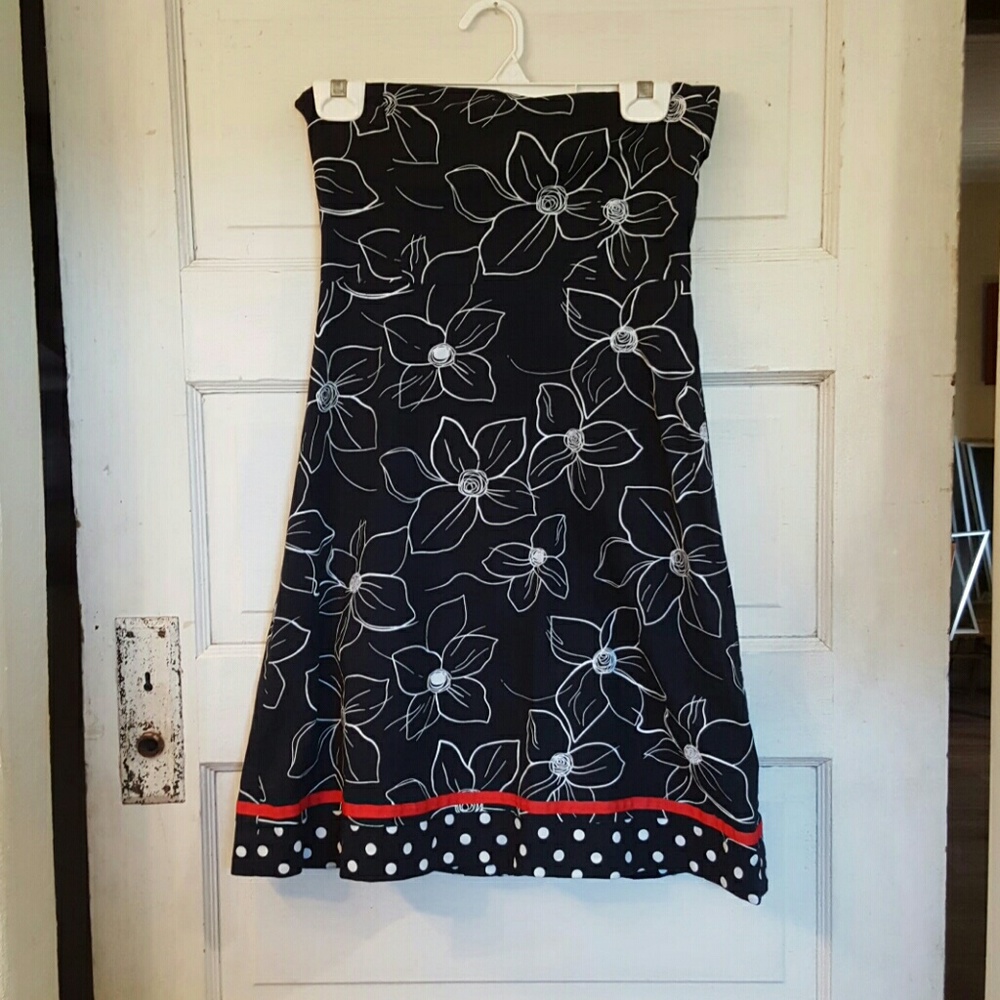 Black flower and polka-dot dress