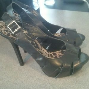 Black sling back heels