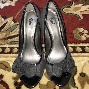 Black and grey heels