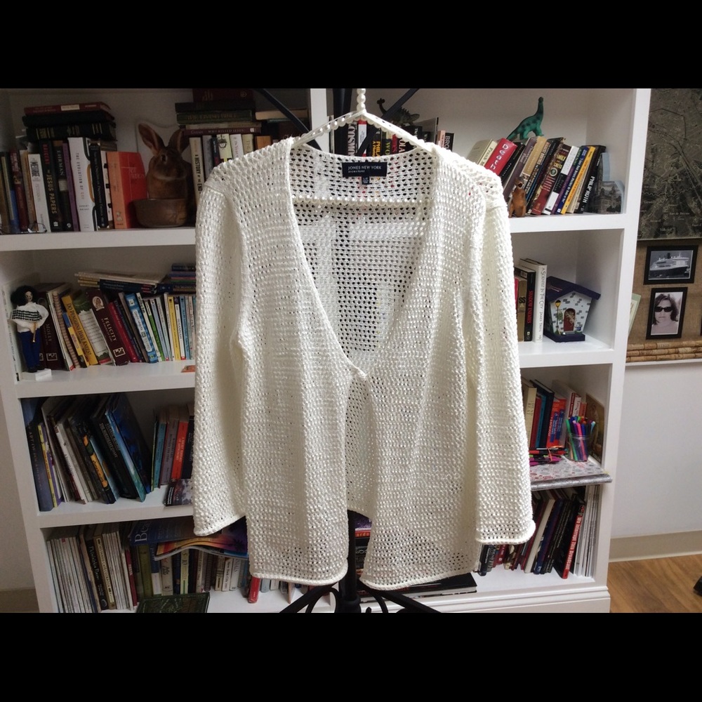 Three quarter sleeve crocheted sweater
