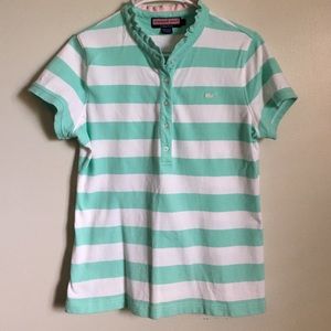 Vineyard Vines mint/white striped polo