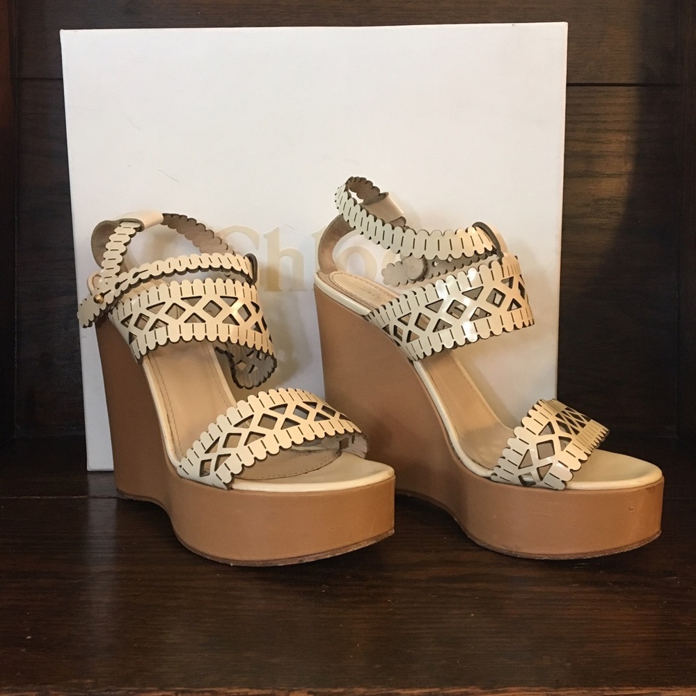 Chloe Leather Laser Cut Platforms size 8.5