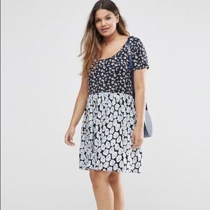 ASOS Curve Smock Dress in Mixed Floral Prints