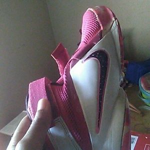 Pink in white Lebrons