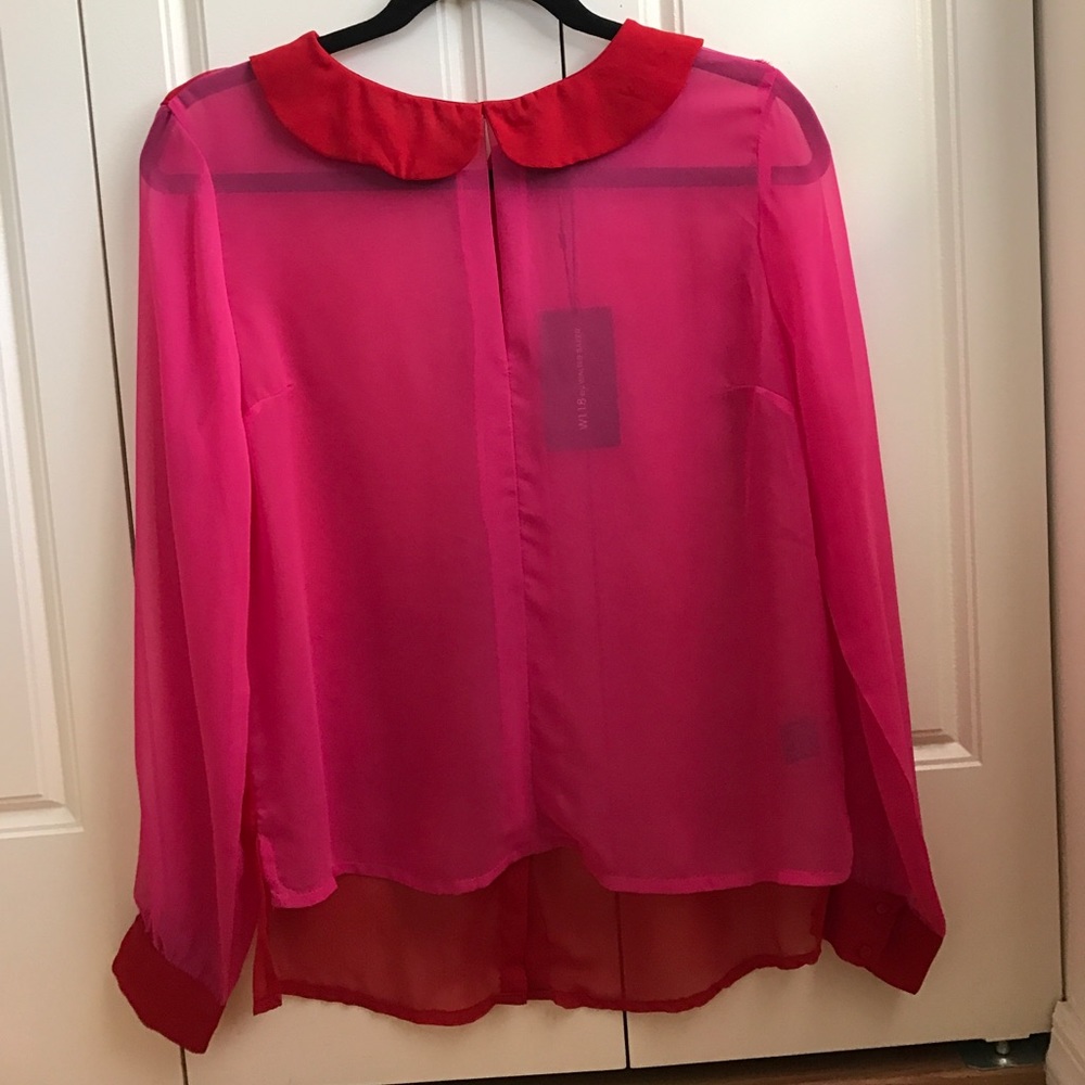 Sheer pink/red blouse