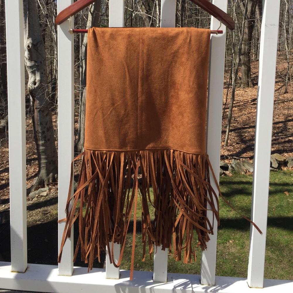 Faux leather fringe skirt