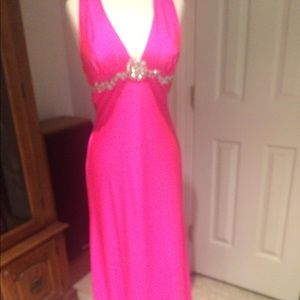 Fuchsia Formal Long Gown SZ 4 w/Rhinestones
