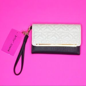 Flap Wristlet Wallet with gold hardware