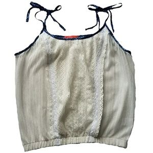 Gauzy and Lace Spaghetti Strap Tank Top