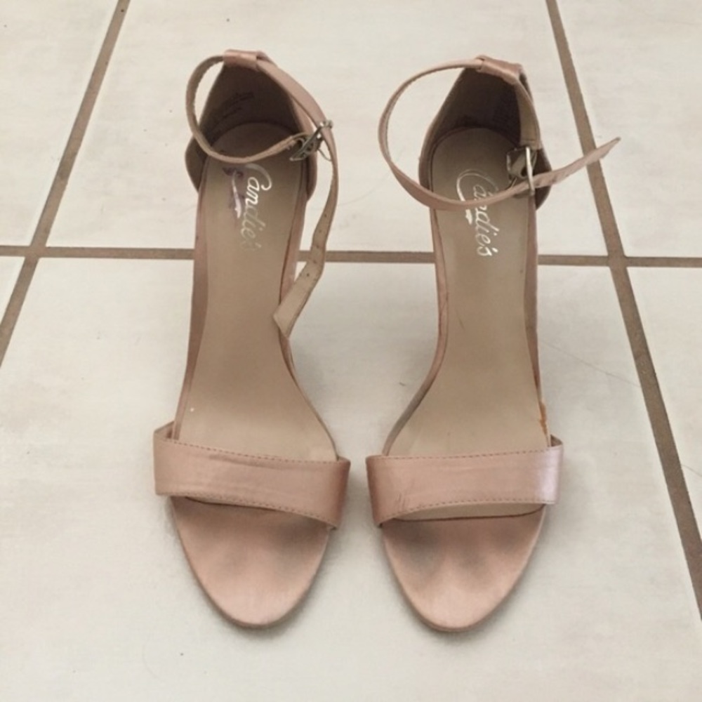 Satin nude heels
