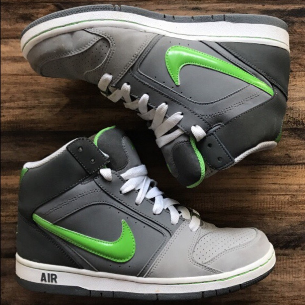 High top grey, green & white Nikes