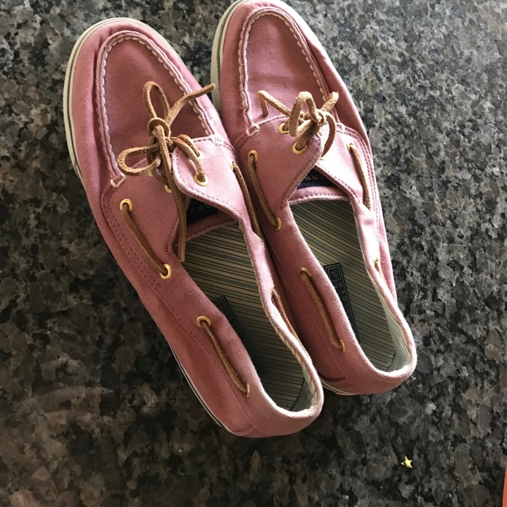 Pale pink canvas sperry top siders