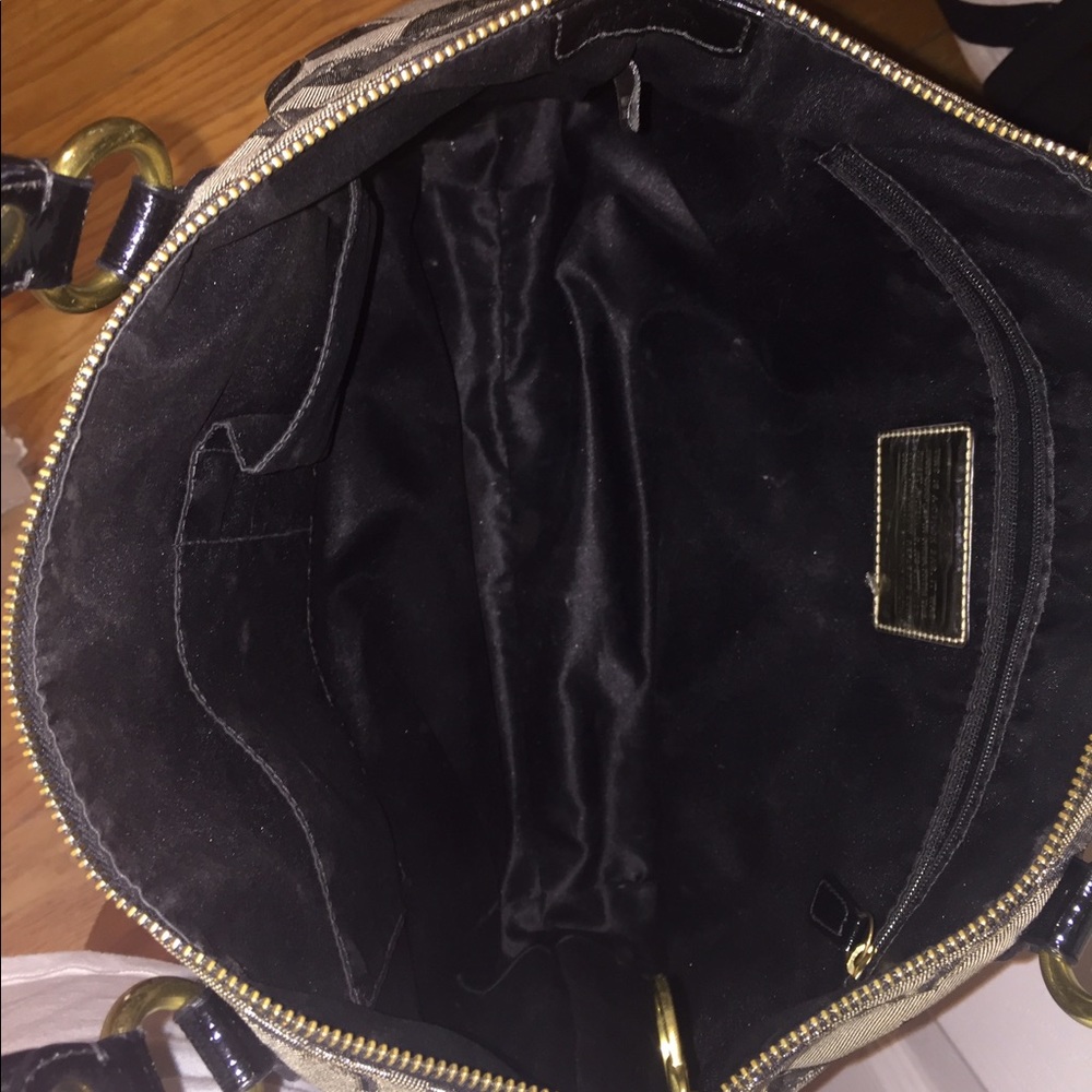 Black and gold Coach fabric purse - Picture 2 of 2