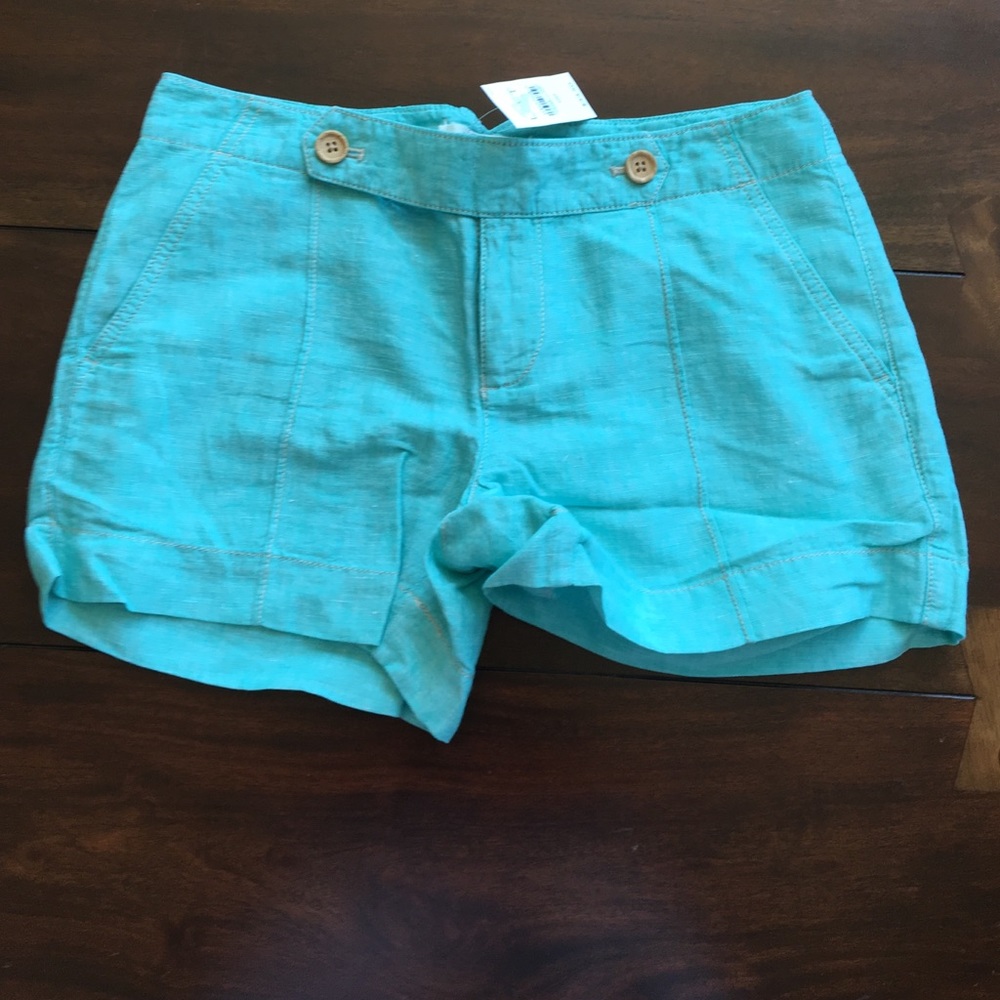 New Loft Linen Teal Shorts Size 00