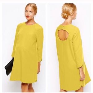 ASOS Mustard Yellow Quarter Sleeve Maternity Dress