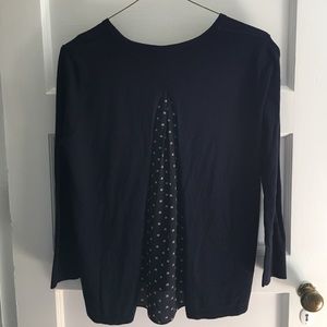 Ann Taylor Loft navy blue split-back sweater
