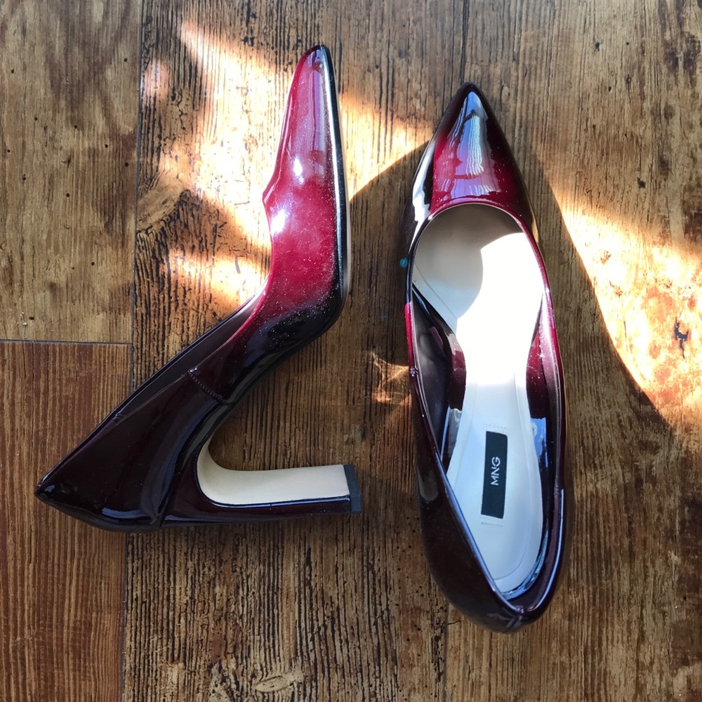 Mango patent burgundy heels EUR 38
