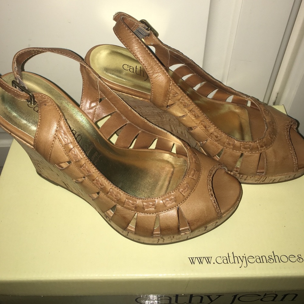 Brown/beige wedges. Size 5