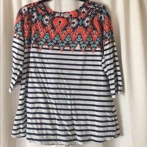 LUCKY brand half sleeve striped top size 1X