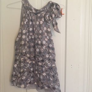 Tie at neck.  Fun shell WHBM