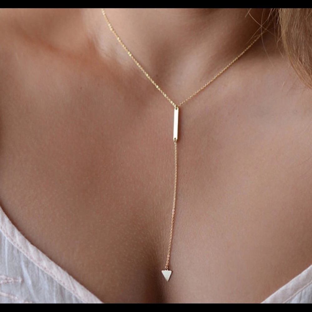 🔥Gold played drop geo chain charm necklace