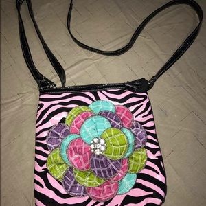 pink zebra flower purse