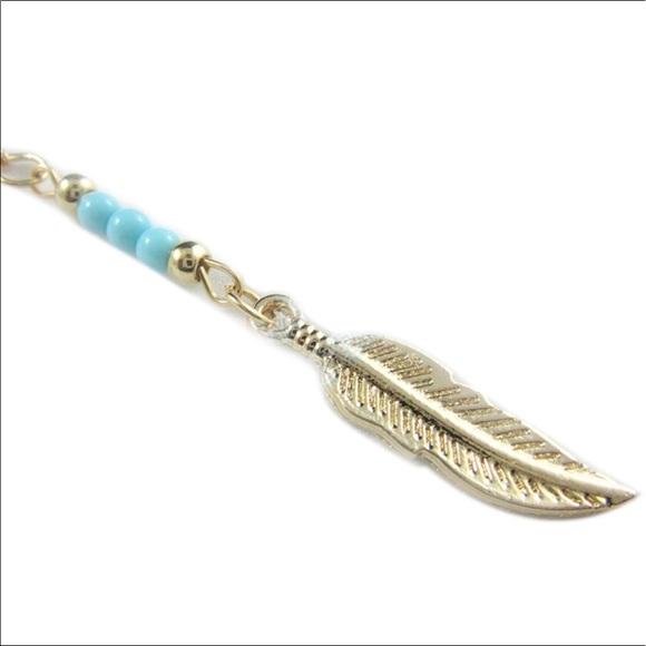🌼 Delicate feather bead golden drop charm - Picture 2 of 6