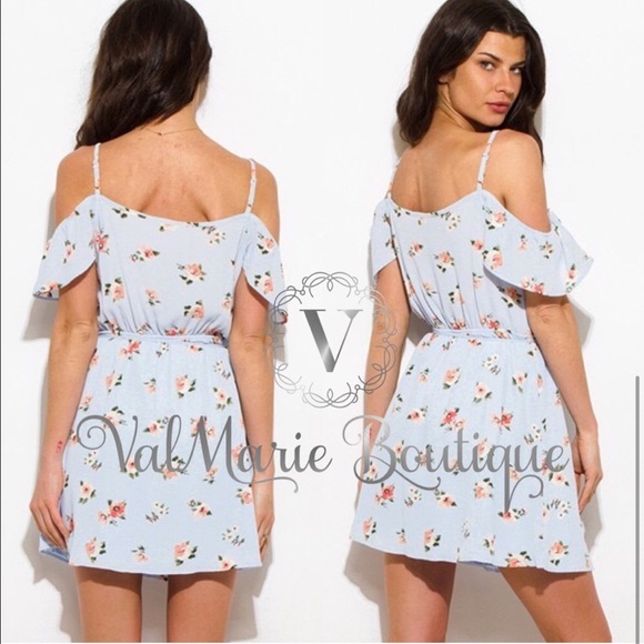 COLD SHOULDER MINI FLORAL DRESS - Picture 4 of 4