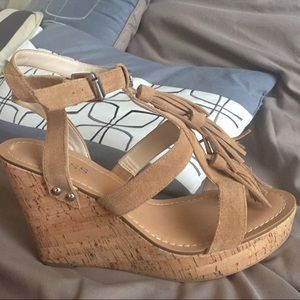 Beige swede guess platforms.  New in box