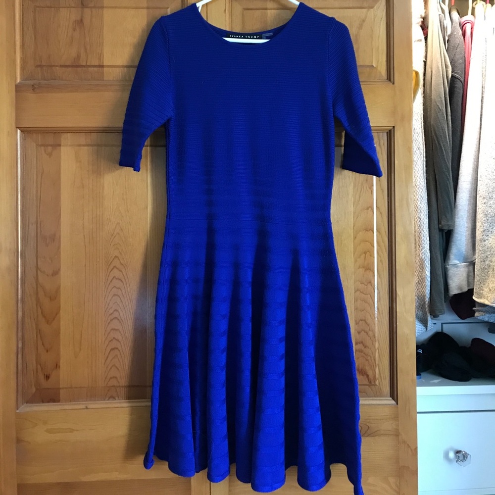 Blue formal sweater dress
