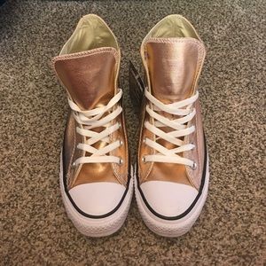 Women's rose gold high top converse