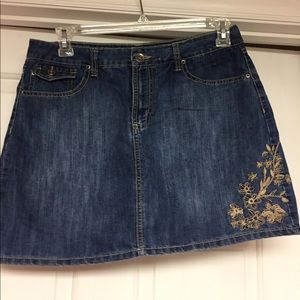 Ladies denim skirt with shorts.