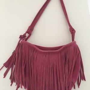 Faux Suede Fringe Purse