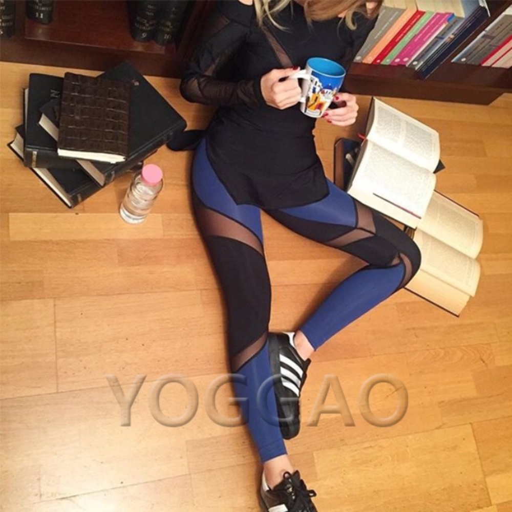 YOGGAO Active Sportswear Mesh Leggings - Sax Blue - Picture 4 of 8