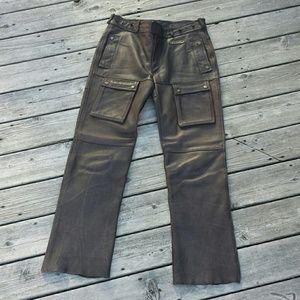 HEIN GERICKE, 'aged' brown leather biker pants