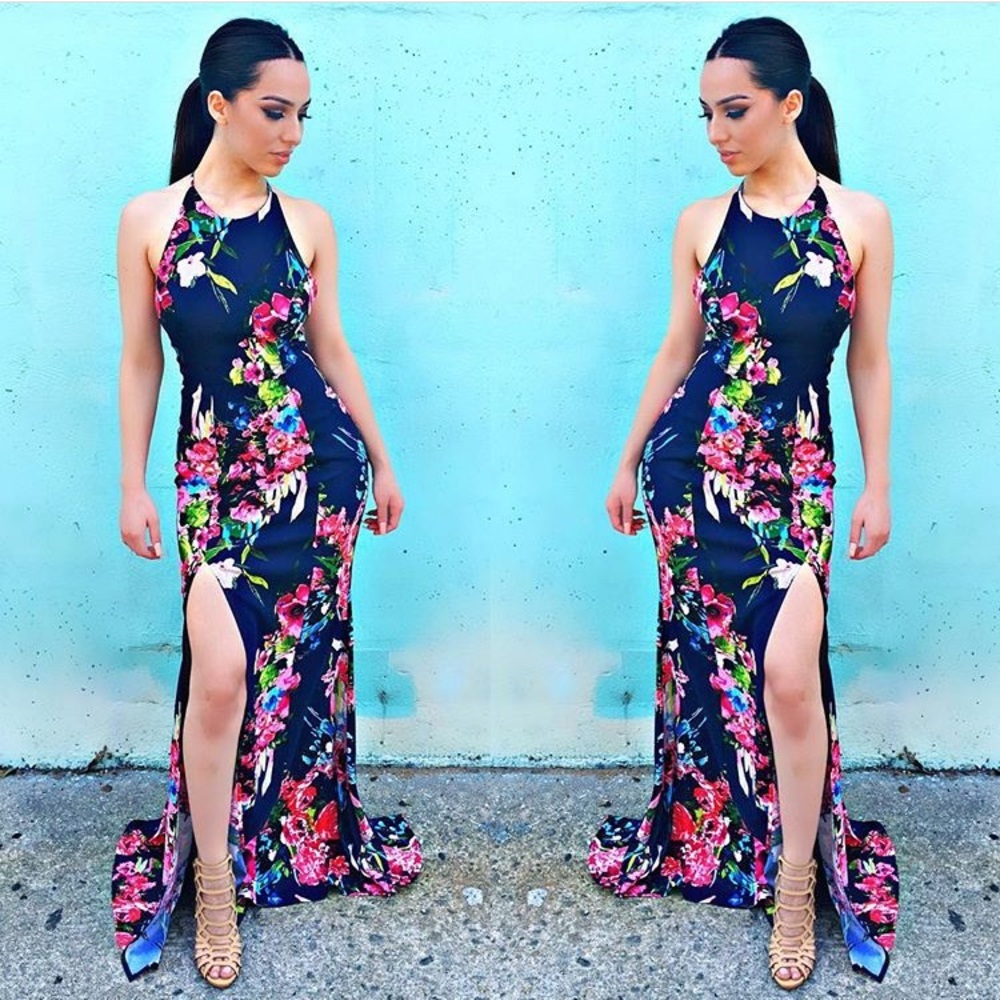 Navy floral masterpiece dress