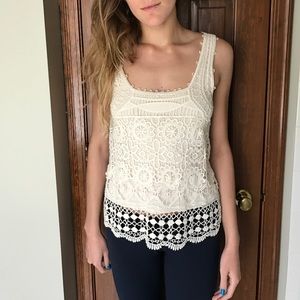 White lace crochet tank top