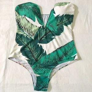Banana Leaf Plunge One Piece Swimsuit