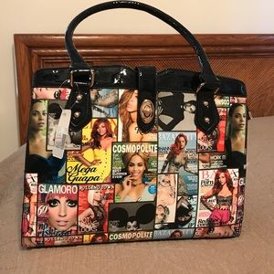 Handbag brand new funky bag with magazine covers